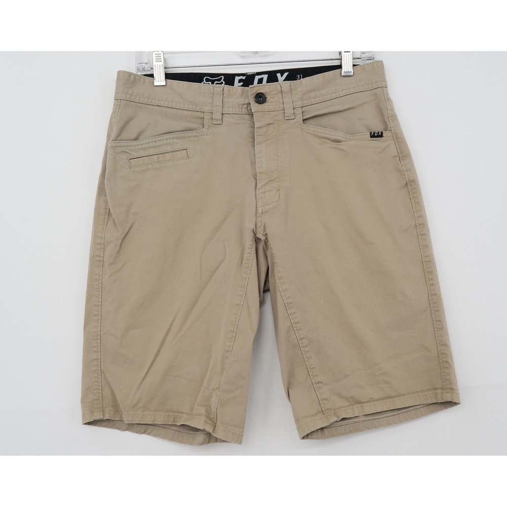Fox Racing Mens Chino Shorts Khaki Tan Size 31 Casual Twill